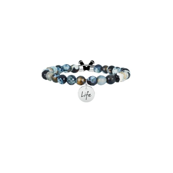 Bracciale agata nera e acciaio 316L - immagine 1