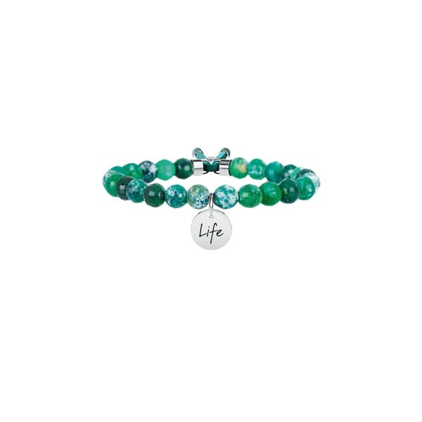 Bracciale agata verde e acciaio 316L - immagine 1