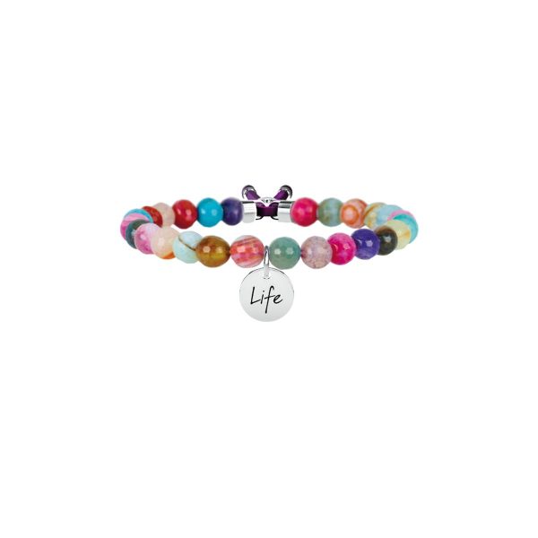 Bracciale agata multicolor e acciaio 316L - immagine 1