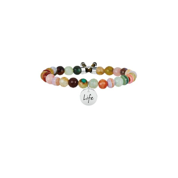 Bracciale agata marrone e acciaio 316L - immagine 1