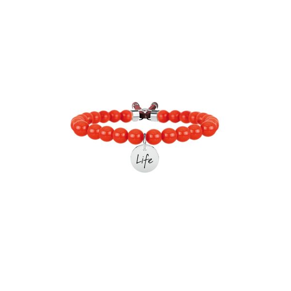 Bracciale pasta di corallo e acciaio 316L - immagine 1