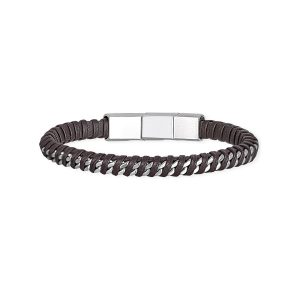 2JEWELS Bracciale pelle e acciaio 316L