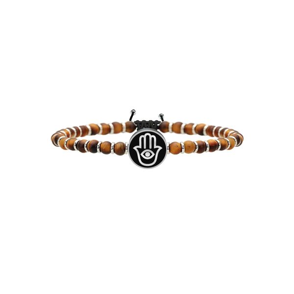 Bracciale occhio di tigre e acciaio 316L - immagine 1