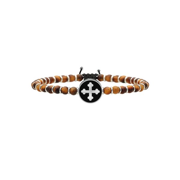 Bracciale occhio di tigre e acciaio 316L - immagine 1