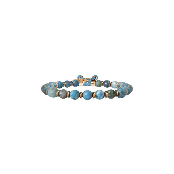 Bracciale agata e acciaio 316L Pvd Rose' - immagine 1