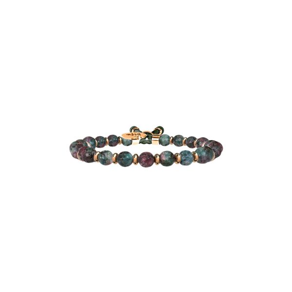 Bracciale labradorite e acciaio 316L Pvd Rose' - immagine 1