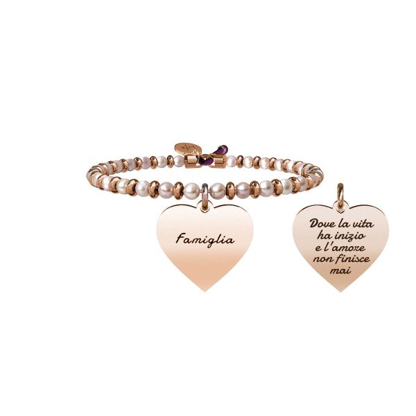 Bracciale perla coltivata e acciaio 316L Pvd Rose' - immagine 1