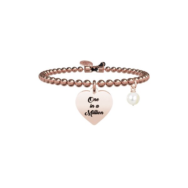 Bracciale perla coltivata e acciaio 316L Pvd Rose' - immagine 1