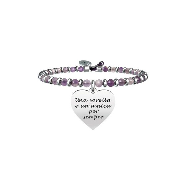 Bracciale ametista e acciaio 316L - immagine 1