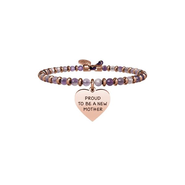 Bracciale ametista e acciaio 316L Pvd Rose' - immagine 1