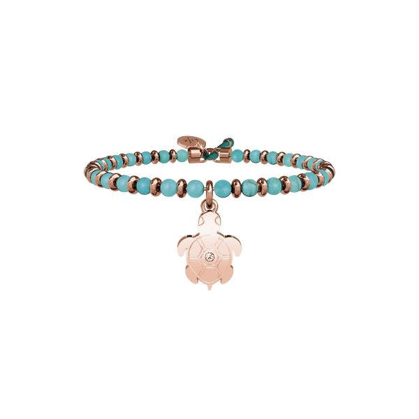 Bracciale turchese e acciaio 316L Pvd Rose' - immagine 1