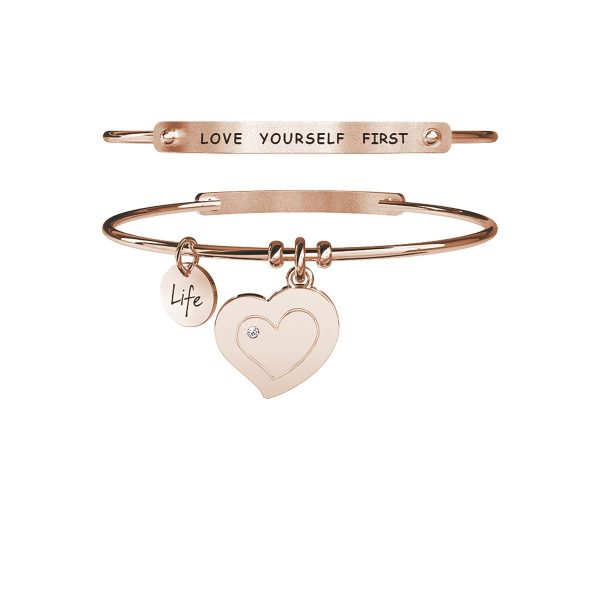 Bracciale in acciaio 316L e Pvd Rosé - immagine 1