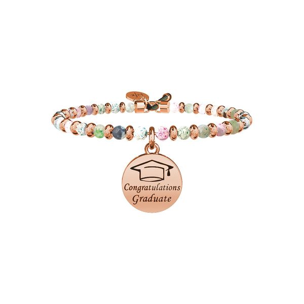 Bracciale agata multicolor e Pvd Rosé - immagine 1