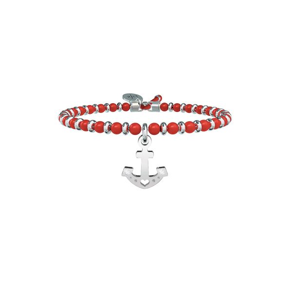 Bracciale corallo e acciaio 316L - immagine 1