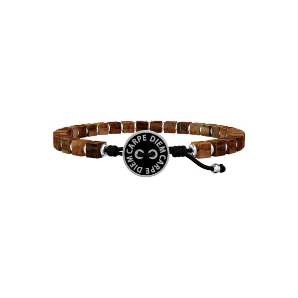 Bracciale occhio di tigre e acciaio 316L - immagine 1