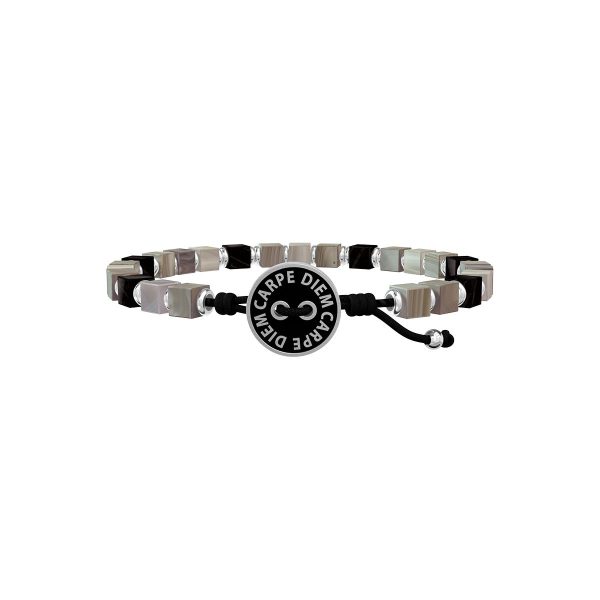Bracciale in onice, agata e acciaio 316L - immagine 1