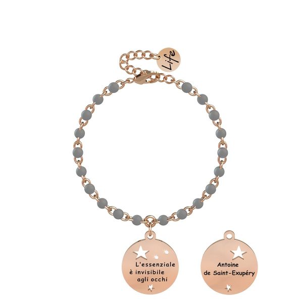 Bracciale in acciaio 316L e Pvd Rosé - immagine 1