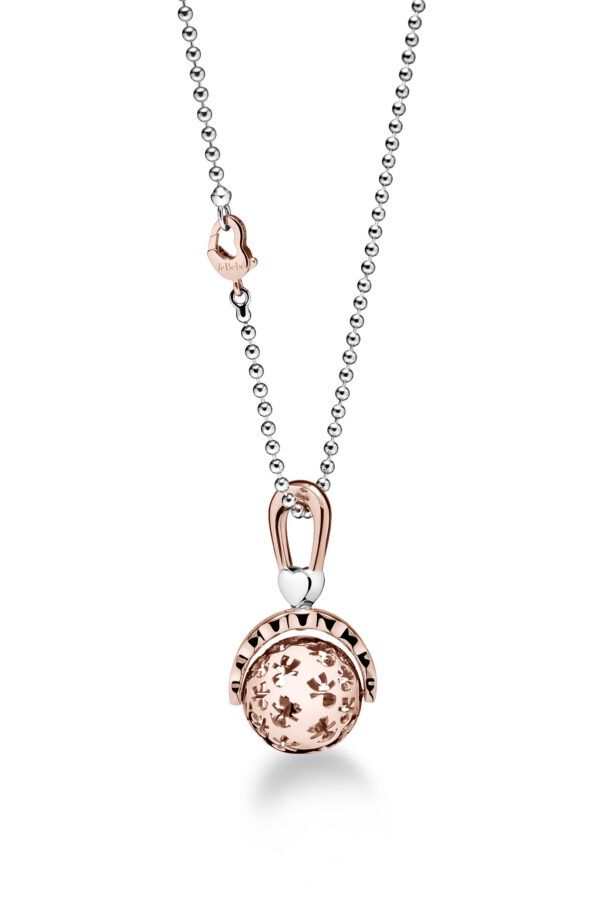 SONAGLIO SUONAMORE ARGENTO ROSATO CON CATENA - immagine 1