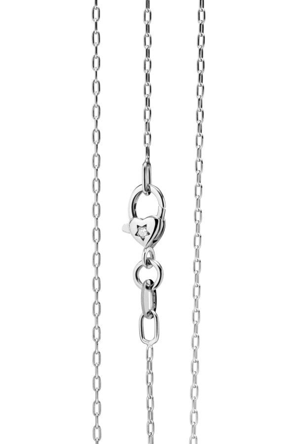 CATENA IN ORO BIANCO 9KT CON MOSCHETTONE E DIAMANTINO ct 0,0055 - immagine 1