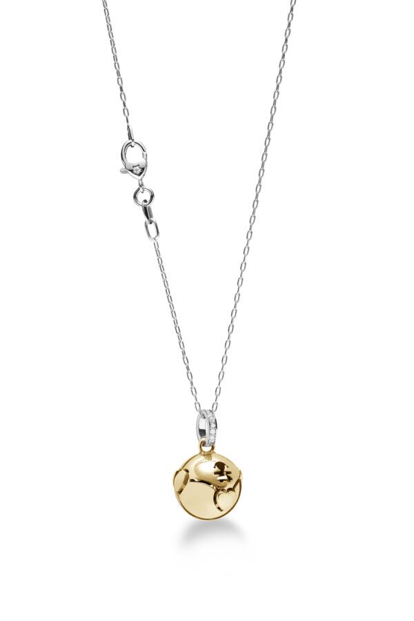 CATENA IN ORO BIANCO 9KT CON MOSCHETTONE E DIAMANTINO ct 0,0055 - immagine 2