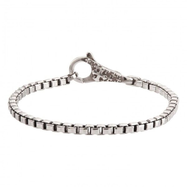 BRACCIALE INCIPIT MAGLIA QUADRATA in ARGENTO RODIATO BRUNITO - immagine 1